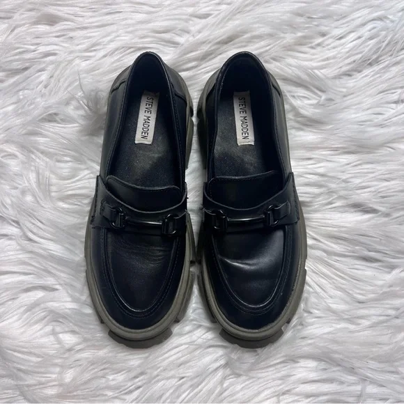 Steve Madden Black Platform horse bit chunky heel Loafers - Picture 3 of 6